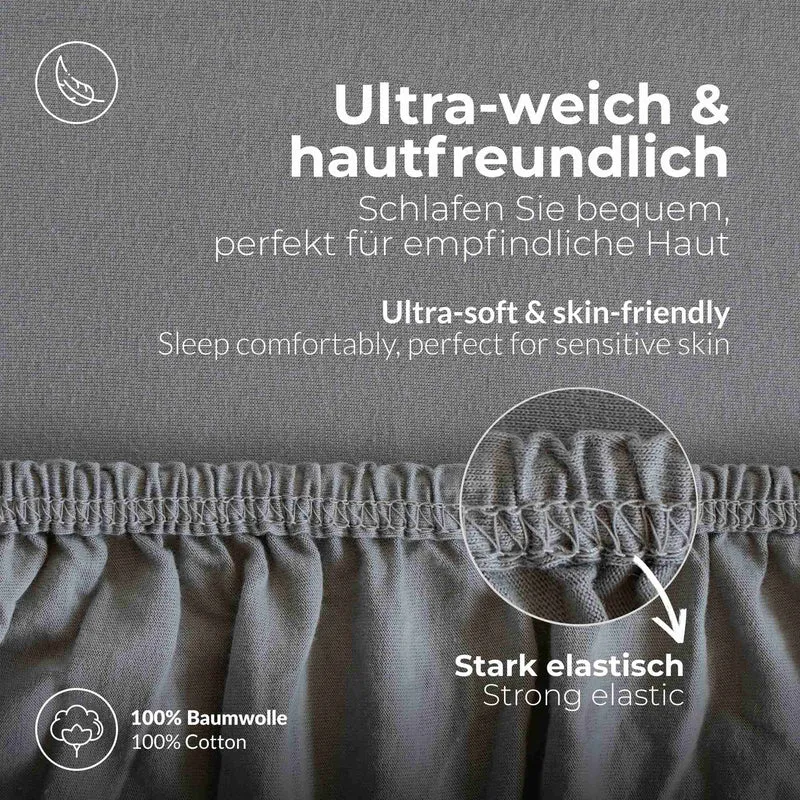 etérea 2 Stück Comfort Jersey Topper Spannbettlaken