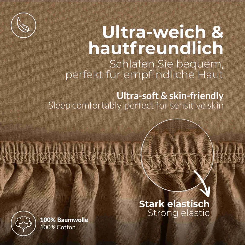 etérea 2 Stück Comfort Jersey Topper Spannbettlaken