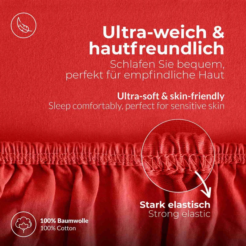 etérea 2 Stück Comfort Jersey Topper Spannbettlaken