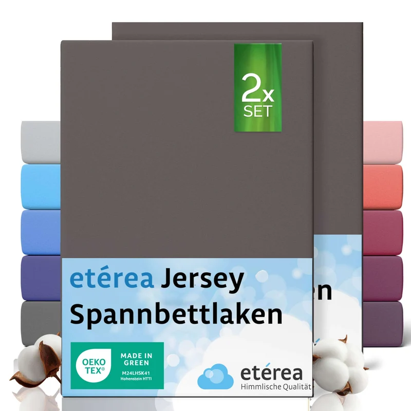 etérea 2 Stück Comfort Jersey Spannbettlaken