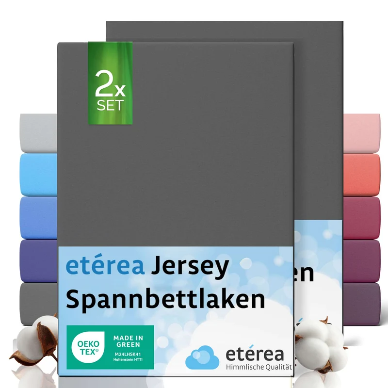 etérea 2 Stück Comfort Jersey Spannbettlaken