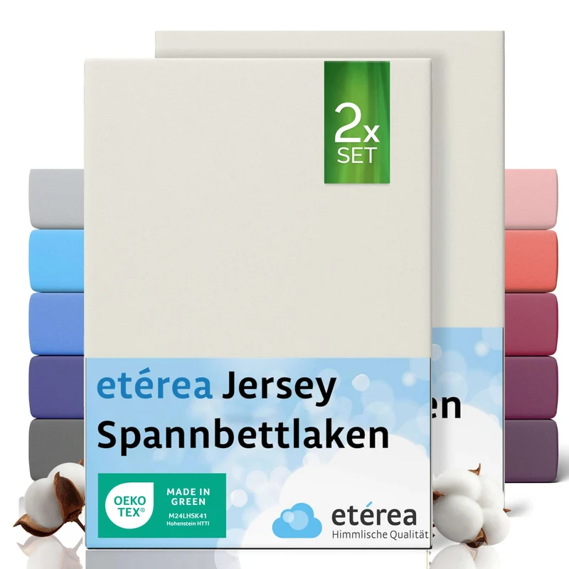 etérea 2 Stück Comfort Jersey Spannbettlaken