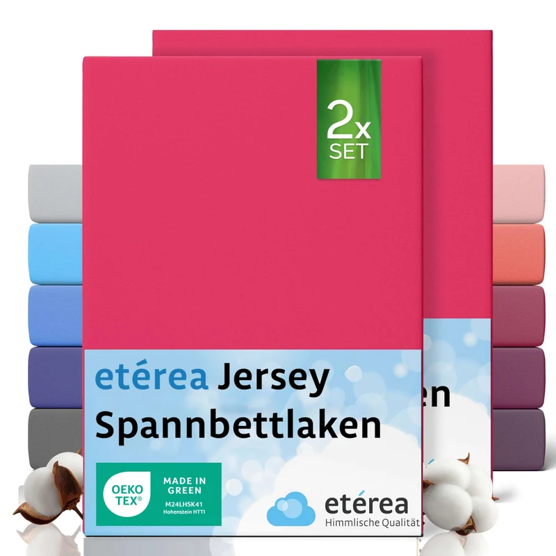 etérea 2 Stück Comfort Jersey Spannbettlaken