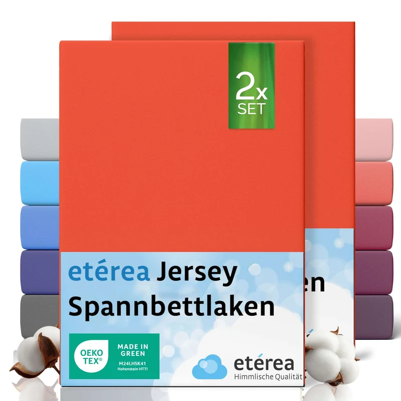 etérea 2 Stück Comfort Jersey Spannbettlaken