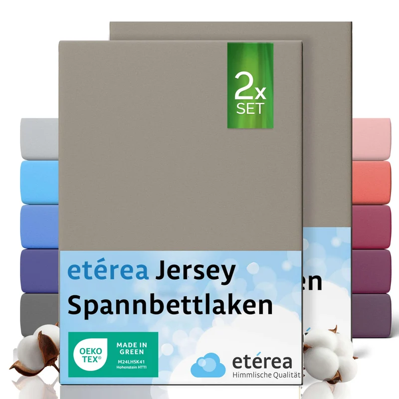 etérea 2 Stück Comfort Jersey Spannbettlaken