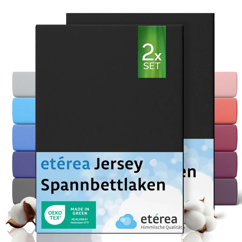 etérea 2 Stück Comfort Jersey Spannbettlaken