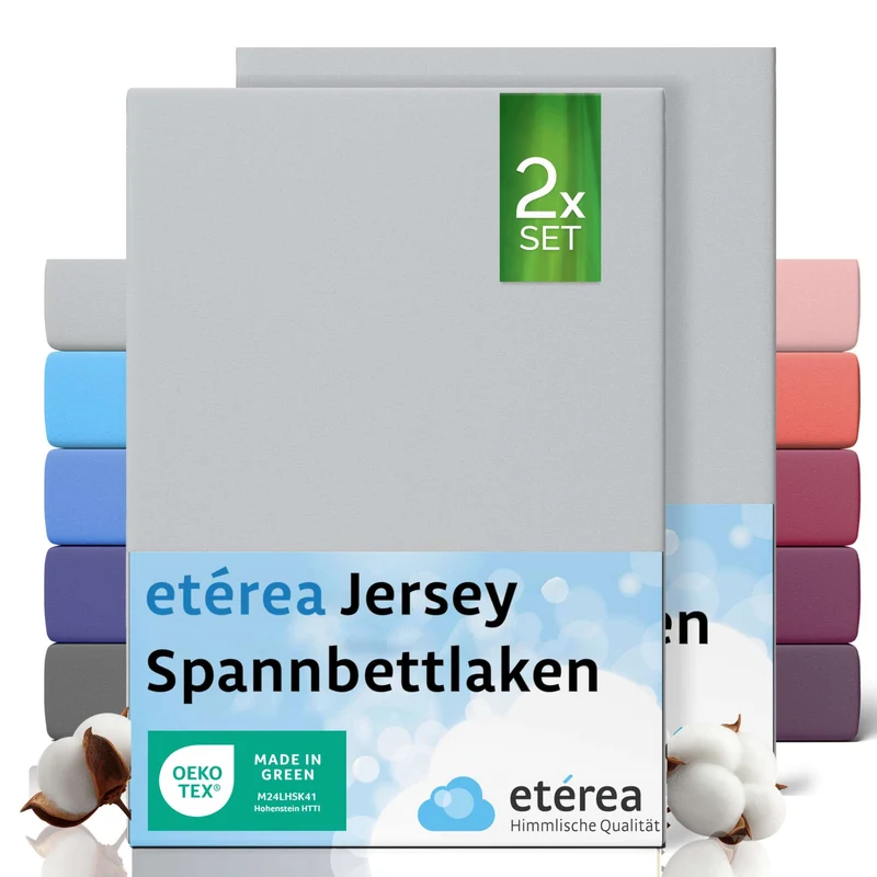 etérea 2 Stück Comfort Jersey Spannbettlaken