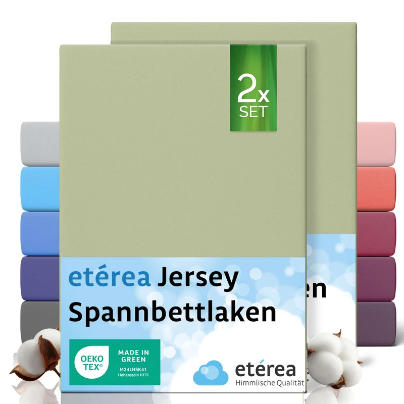 etérea 2 Stück Comfort Jersey Spannbettlaken