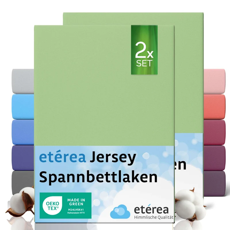etérea 2 Stück Comfort Jersey Spannbettlaken