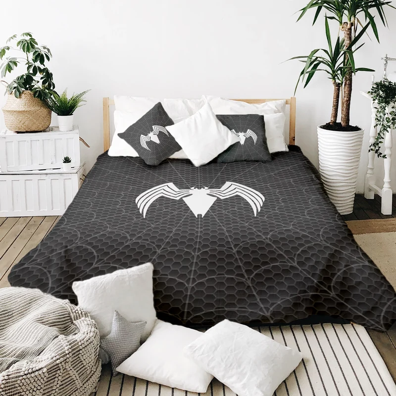 Therapiedecken Bettwäschen Set Schwarz mit Spinne