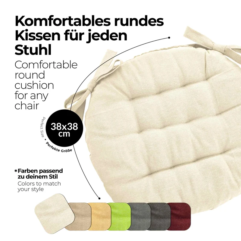 etérea Sitzkissen Stuhlkissen Basic Rund 38x38cm - Innen und Aussenbereich