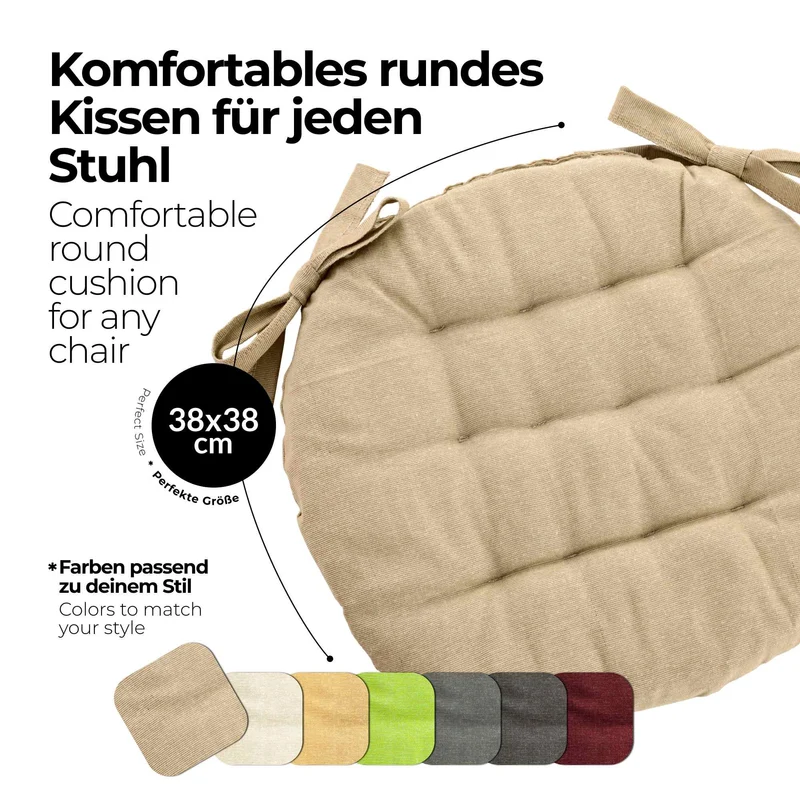 etérea Sitzkissen Stuhlkissen Basic Rund 38x38cm - Innen und Aussenbereich