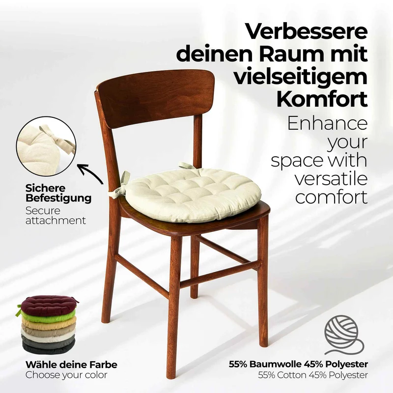 etérea Sitzkissen Stuhlkissen Basic Rund 38x38cm - Innen und Aussenbereich
