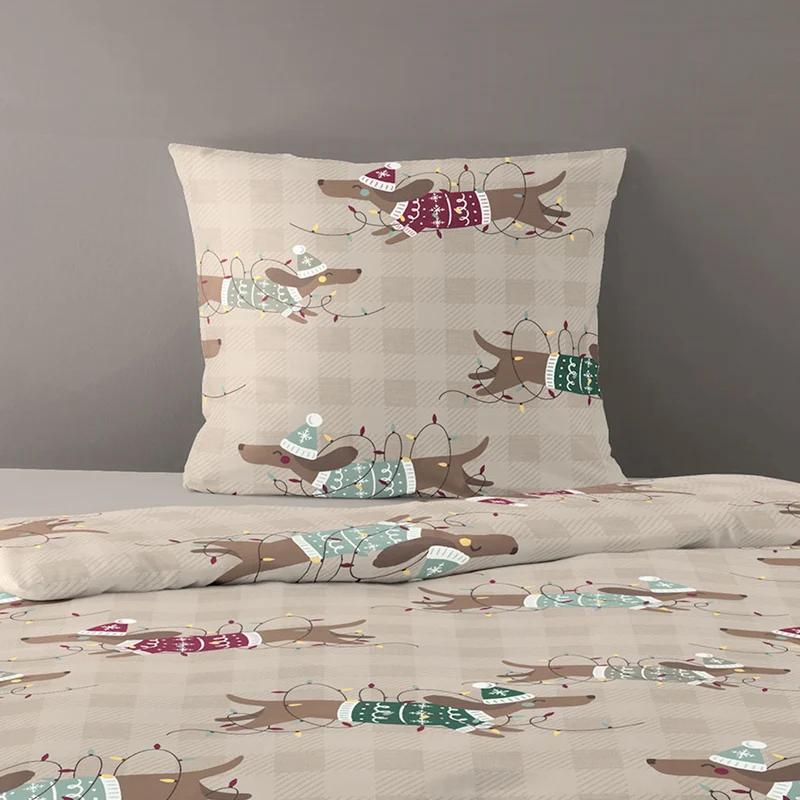 Bettwäsche Dormabell Mako Satin 4211-80 Weihnachts Dackel 135x200