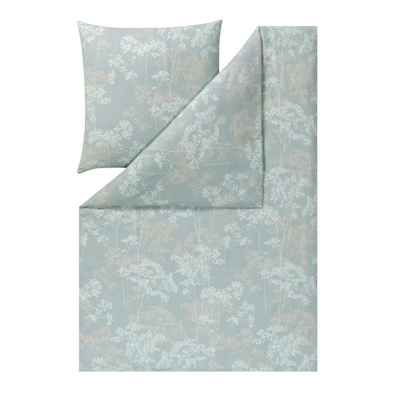 Bettwäsche Flanell Moena Blau mit Blumenmuster 135 x 200 cm