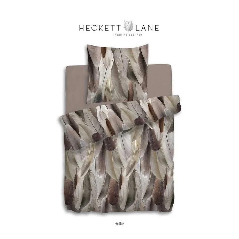 HnL Flanell Bettwäsche Federn Hollie Taupe Grau 135x200 cm + 80x80 cm
