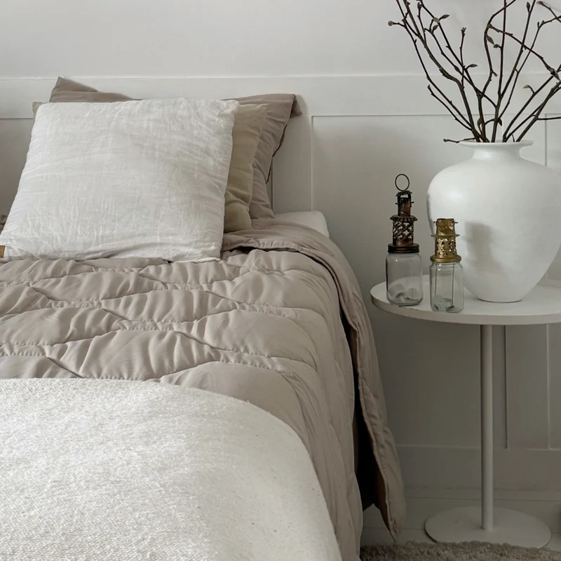 Wasbaar All Season Dekbed | Glossy | Taupe | Instopstrook