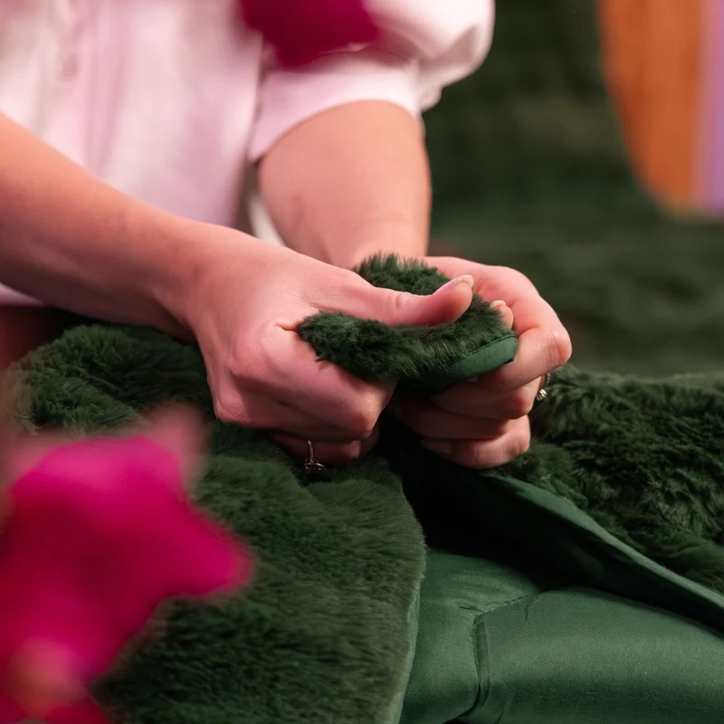 Wasbaar All Season Dekbed | Teddy Plush | Dark Green