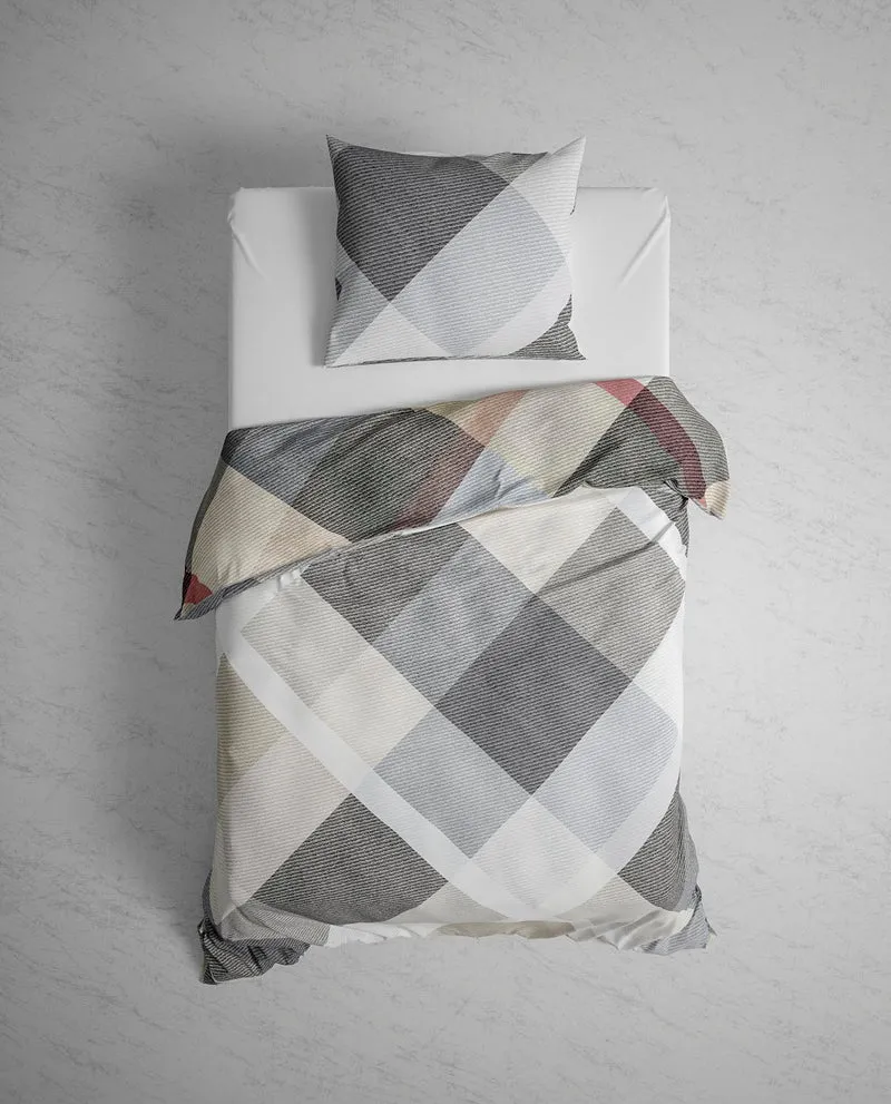 Heckett&Lane GOTS Twill Wende Bettwäsche Travis mit Rauten Beige 135x200 cm + 80x80 cm