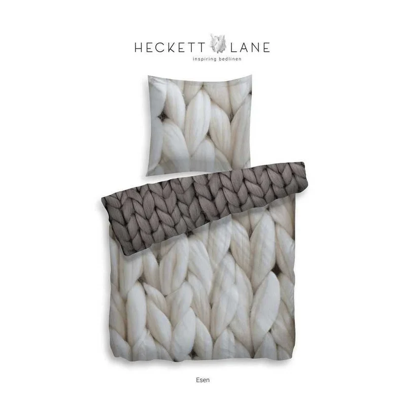HnL Satin Wende-Bettwäsche Strick Esen Natur 135x200 cm + 80x80 cm