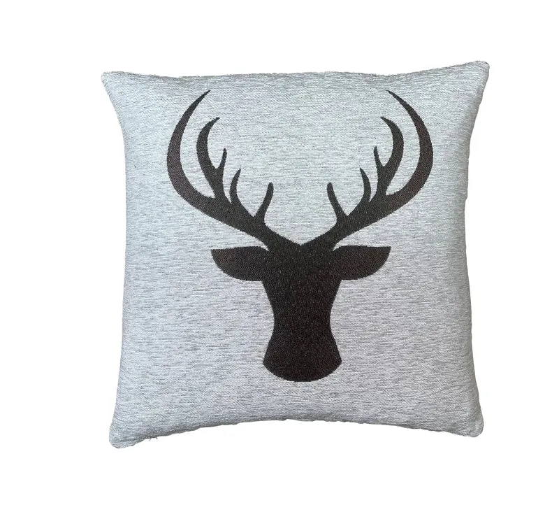 Hossner Heimtex Cervo Jaquard Kissenhülle Mit Hirschkopf 45x45 cm