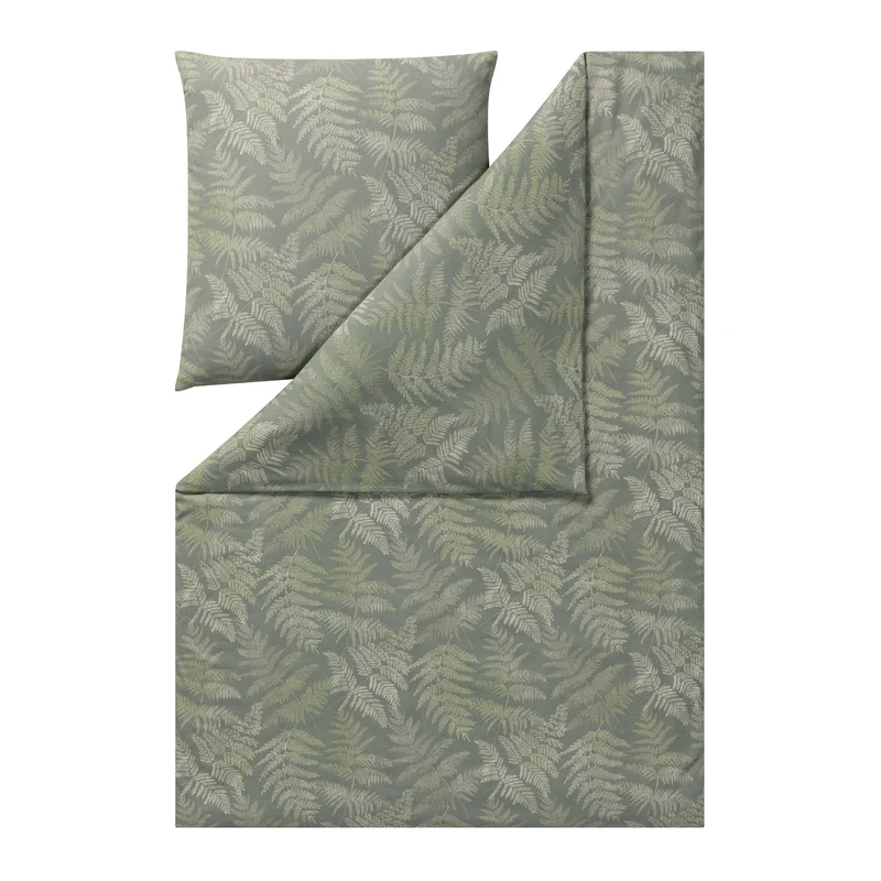Bettwäsche Flanell Tesero Grün mit Blumenmuster 135 x 200 cm