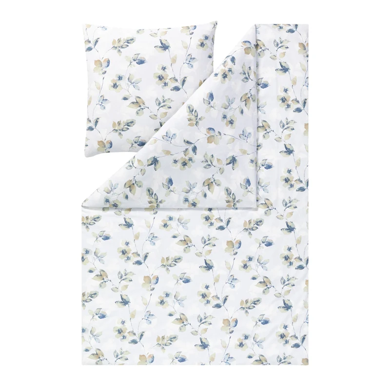 Bettwäsche Flanell Sicina Blau mit Blumenmuster 135 x 200 cm