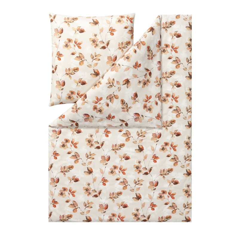 Bettwäsche Flanell Sicina Natur mit Blumenmuster 135 x 200 cm