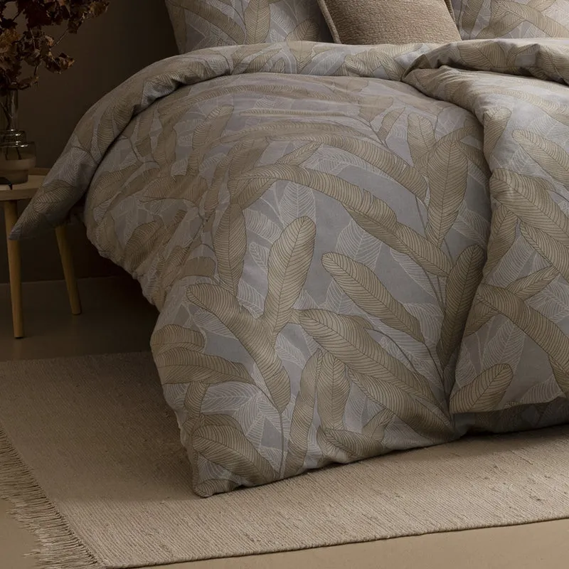 Bettwäsche Flanell Pera Grau mit Blumenmuster 135 x 200 cm