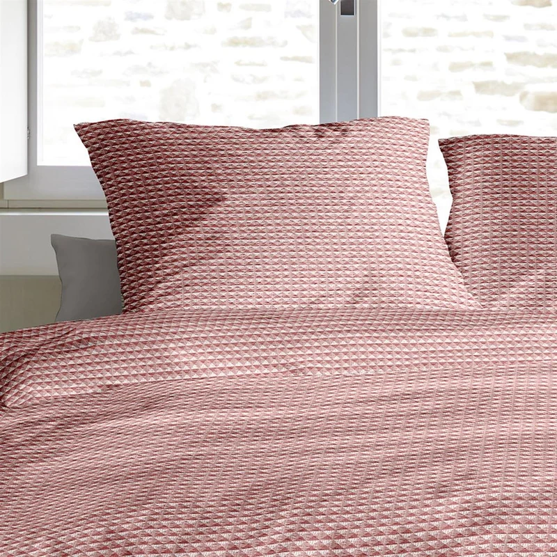 Bettwäsche Seersucker Easy Rot mit Waffel-Optik 135 x 200 cm