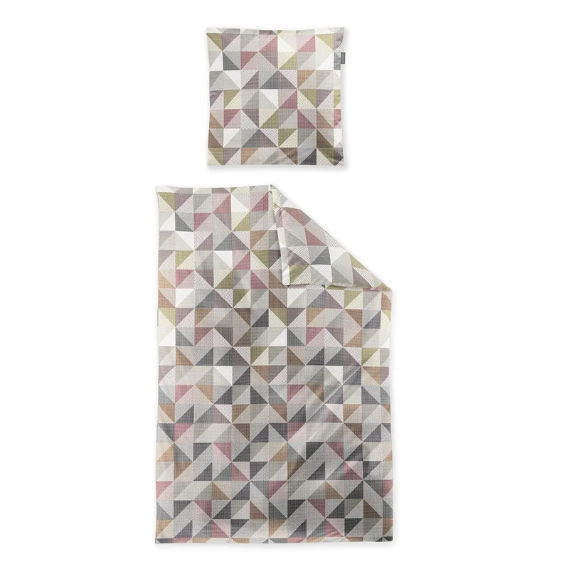 Bettwäsche Mako Satin Wave Kupfer mit geometrischem Muster 135 x 200 cm