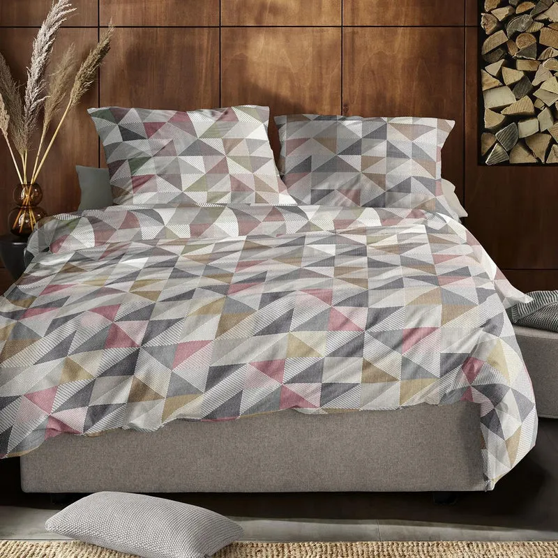 Bettwäsche Mako Satin Wave Kupfer mit geometrischem Muster 135 x 200 cm