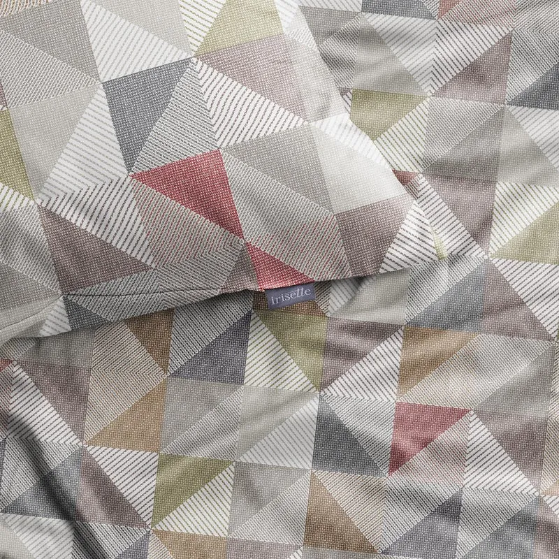 Bettwäsche Mako Satin Wave Kupfer mit geometrischem Muster 135 x 200 cm