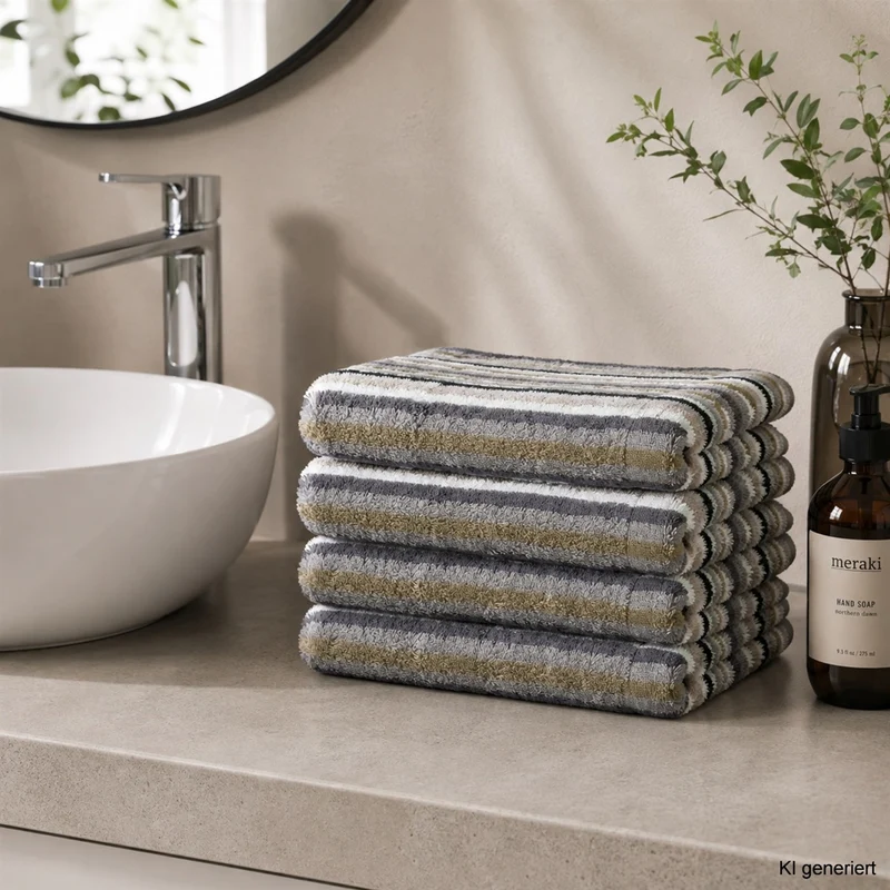 4er Handtuch-Set 50 x 100 cm Life Style Streifen Kiesel