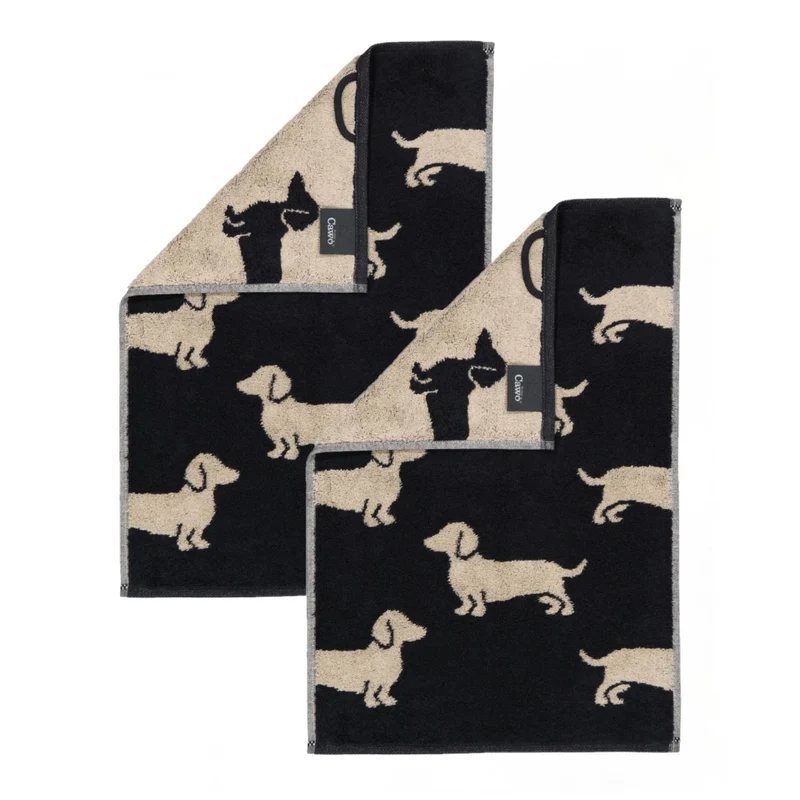 2er Gästetuch-Set 30 x 50 cm We Love Dogs Dackel Schwarz