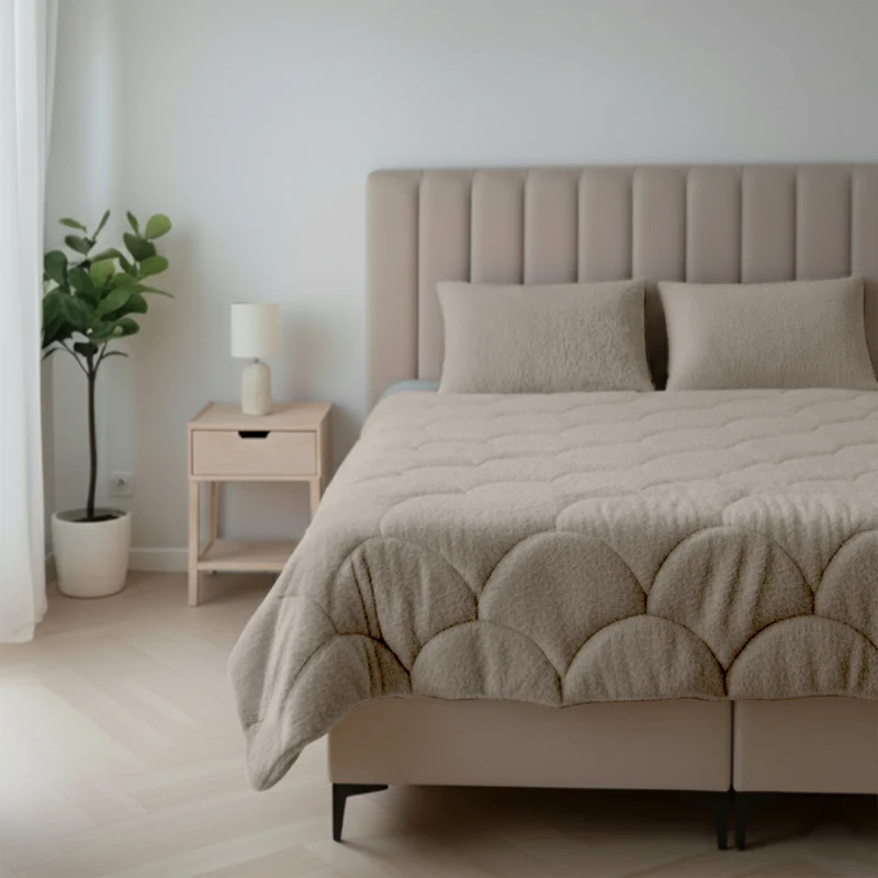 Wasbaar All Season Dekbed | Teddy Wave | Taupe