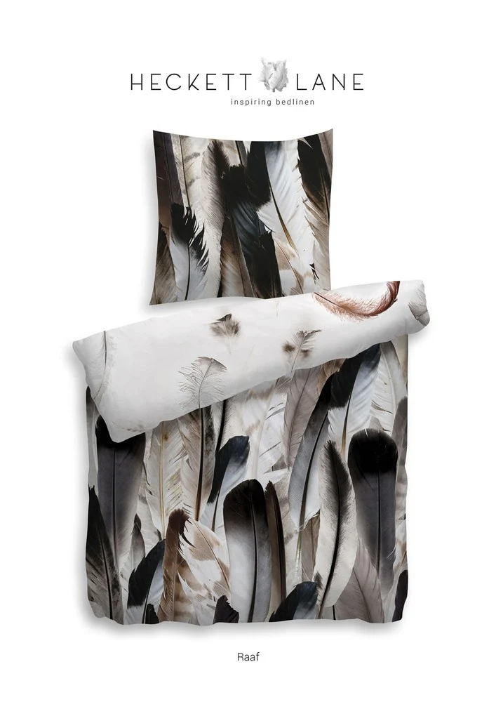 HnL Satin Wende-Bettwäsche Federn Raaf Natur 135x200 cm + 80x80 cm