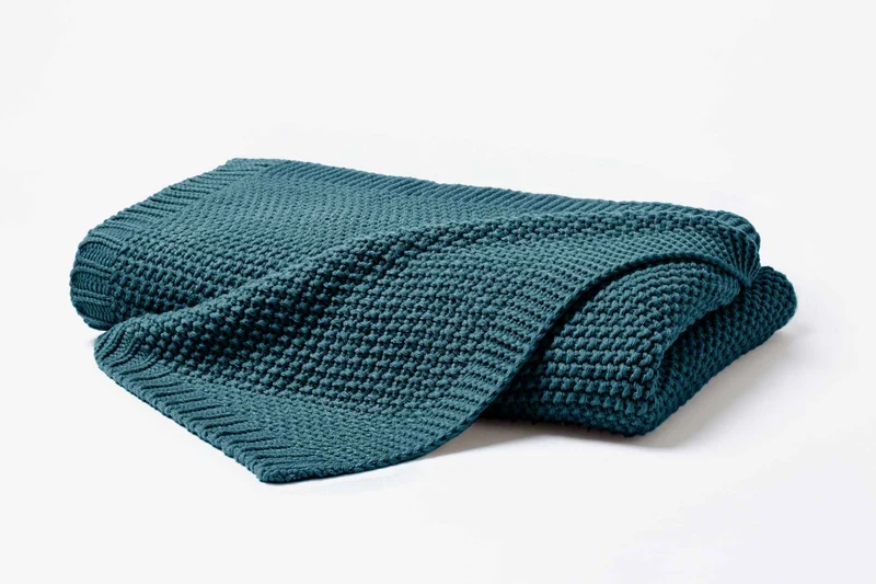 Hahn Strickdecke Wohndecke Perlmuster 130x170 cm