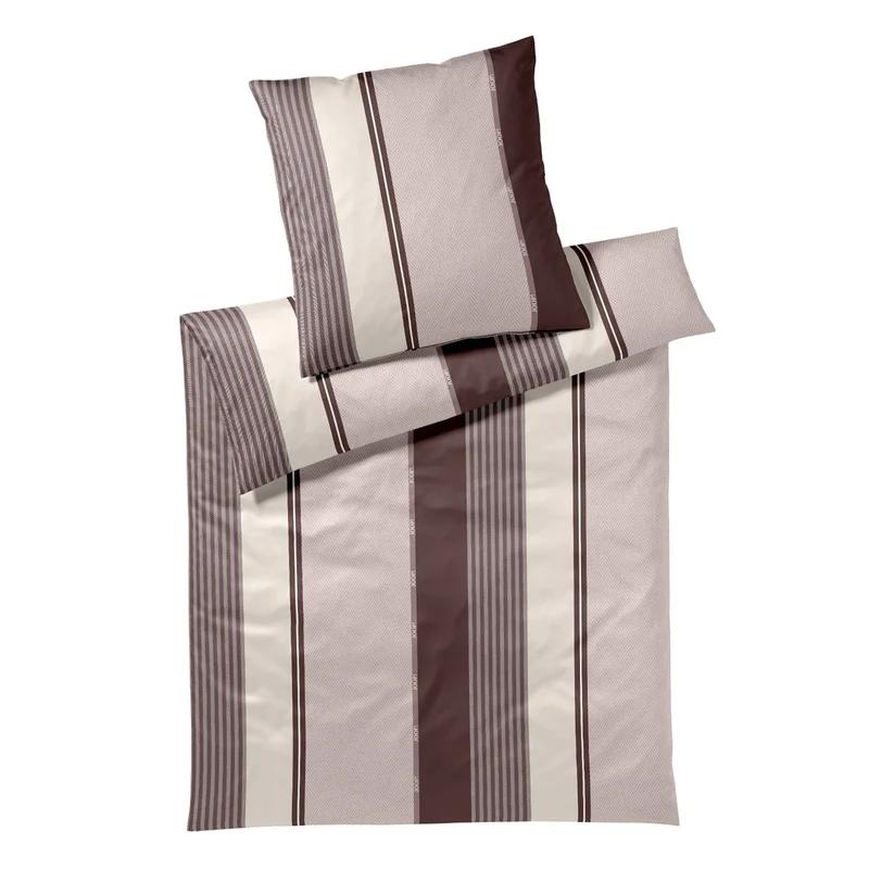 Bettwäsche Mako Satin Herringbone Stripes Rosa mit Streifenmuster 135 x 200 cm