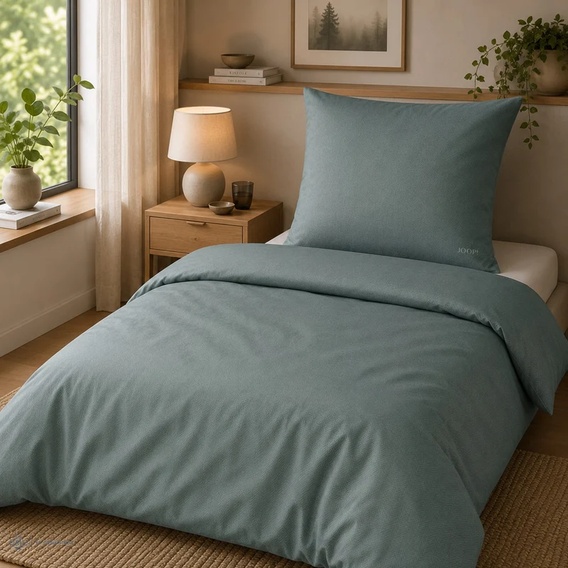 Bettwäsche Mako Satin Herringbone Grün 135 x 200 cm