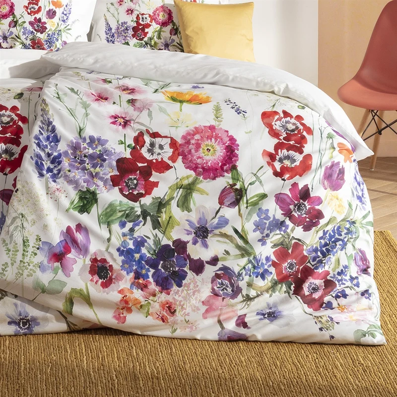 Bettwäsche Mako Satin Rayen Mehrfarbig mit Blumenmuster 135 x 200 cm