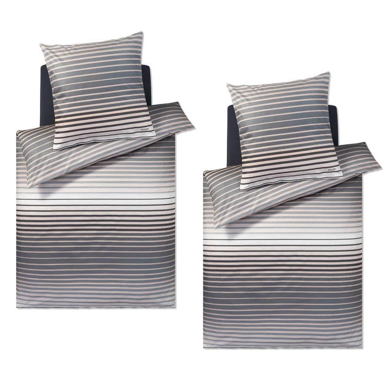 Bettwäsche Mako Satin Shutter Puder mit Streifenmuster 4-teilig 135 x 200 cm