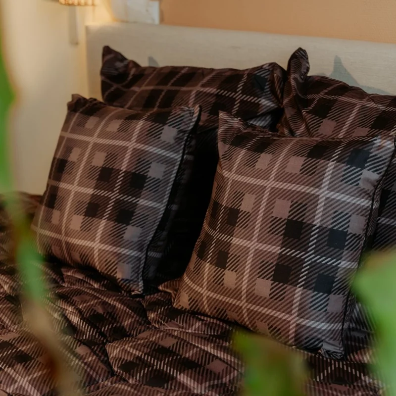 HappyBed Sierkussensloop | Grey Tartan | Set van 2