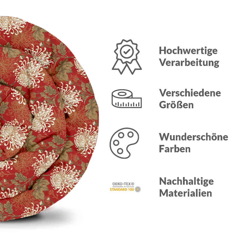 Therapiedecken Bettwäschen Set Rot große Blüte