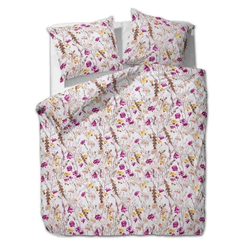 etérea Renforcé Bettwäsche Bettwäsche Blumen Pink Gelb Beige Pink 135x200 cm + 80x80 cm