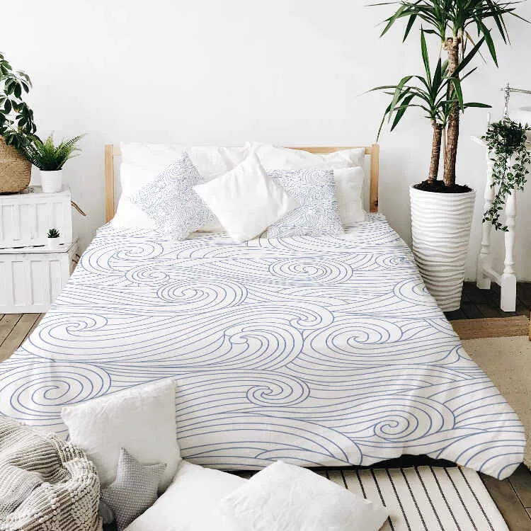 Therapiedecken Bettwäschen Set blaue Wellen