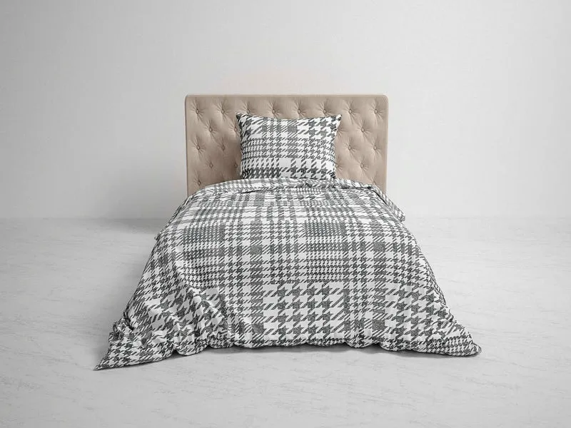 Heckett&Lane GOTS Flanell Bettwäsche Rex mit Karo Print Schwarz 135x200 cm + 80x80 cm
