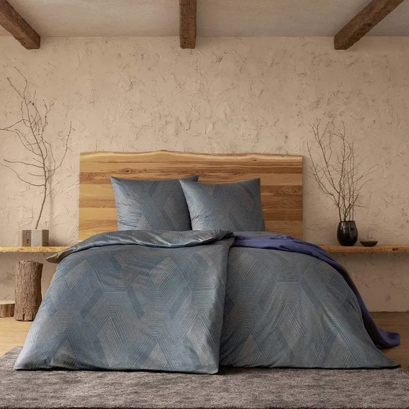 Bettwäsche Interlock Jersey Quinn Grau mit Rautenmuster 135 x 200 cm