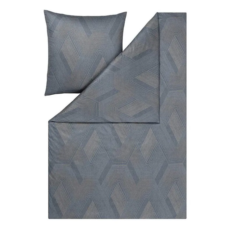 Bettwäsche Interlock Jersey Quinn Grau mit Rautenmuster 135 x 200 cm