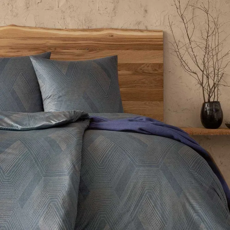Bettwäsche Interlock Jersey Quinn Grau mit Rautenmuster 135 x 200 cm